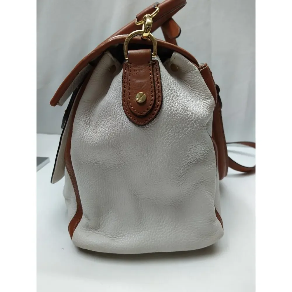 Michael Kors Margo White Pebbled Leather Logo Double Handles Satchel Bag